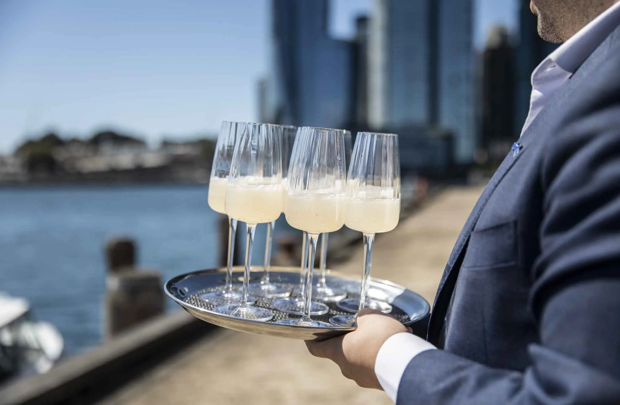Drinks served beside Sydney Harbour at Sala