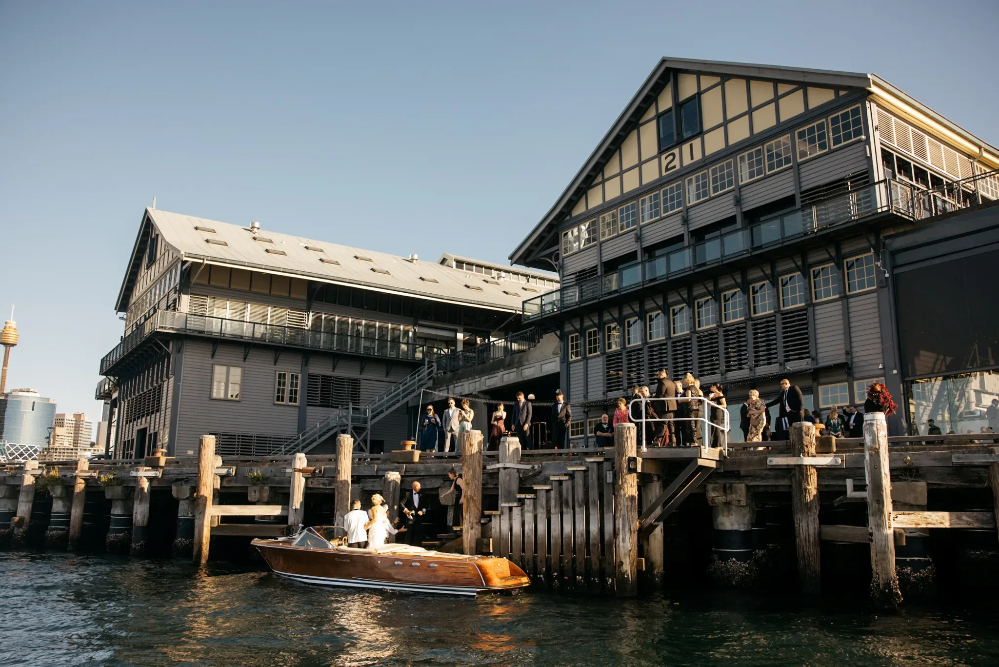 Jones Bay Wharf exterior by the water